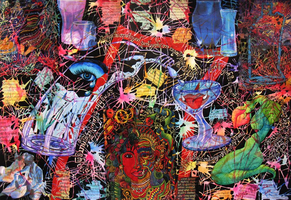 Myat Thein Zaw, 2011. 22" x 15" mixed media.